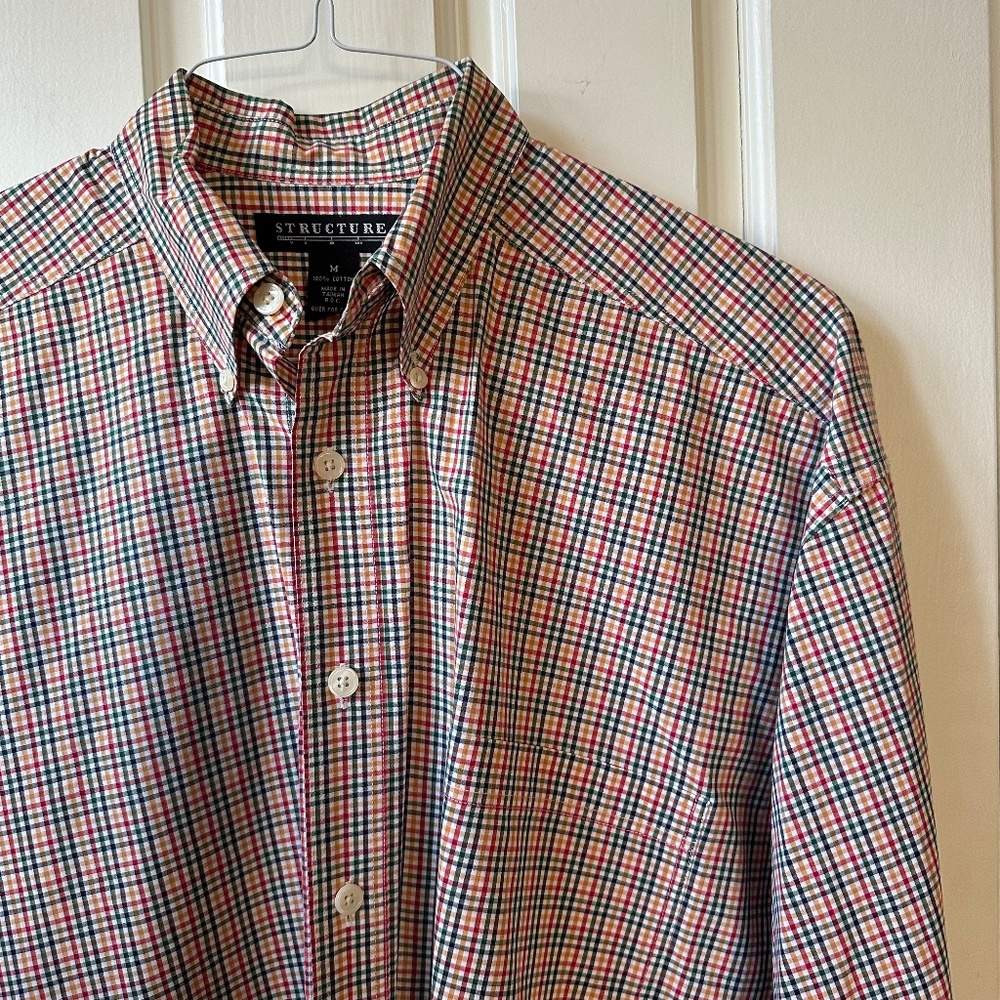 Structure - Men's Multicolor Gingham Button Down … - image 1